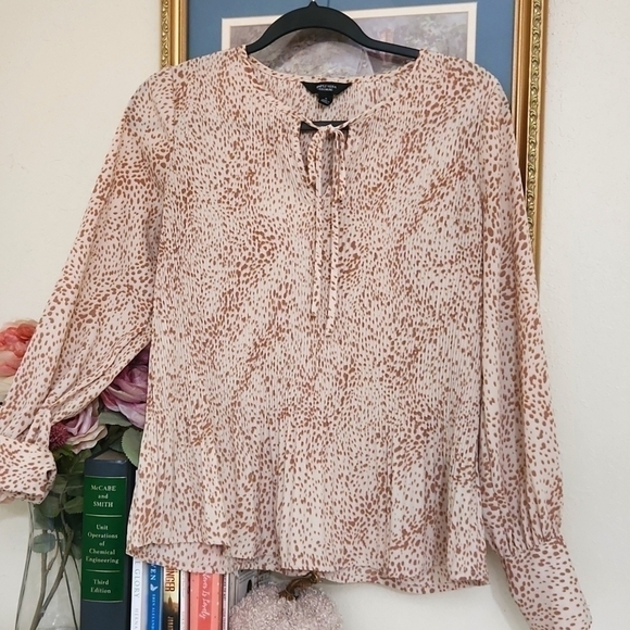 Simply Vera Wang Flowy Top Baloon Sleeve Ruffle Hem Small Bohemian Cottagecore - Picture 3 of 11